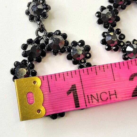 Black Crystal Statement Earrings Black Drop and Dangle Earrings - Picture 8 of 10